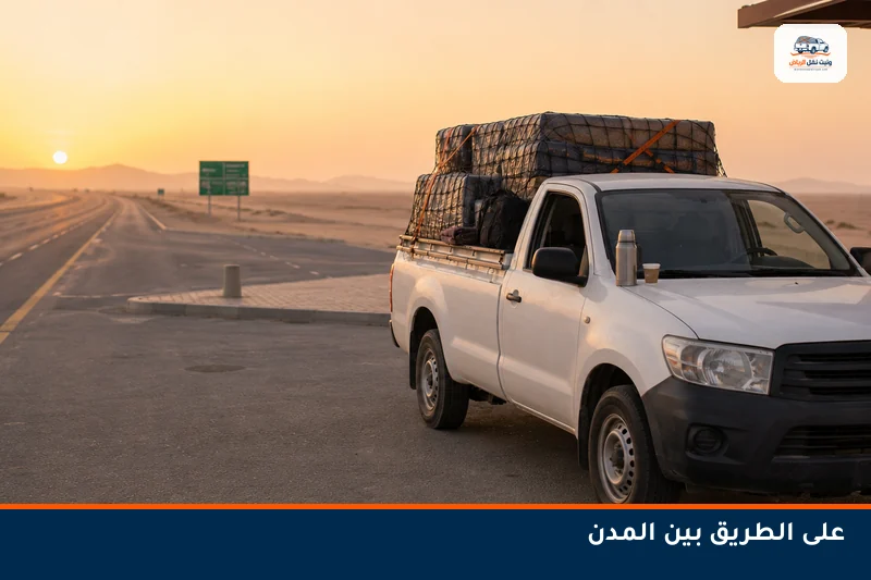 وانيت محمّل على طريق سريع خارج الرياض